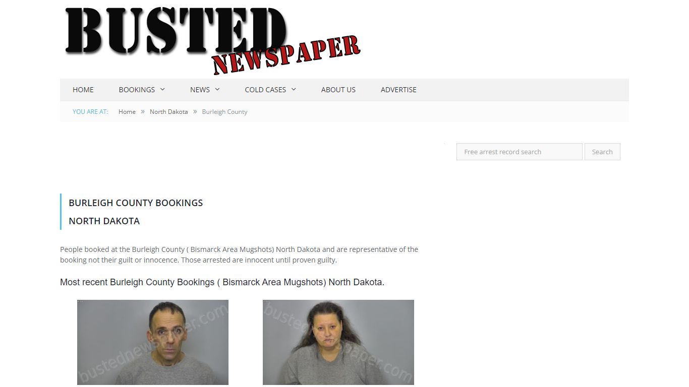 Burleigh County, ND (Bismarck Area ND) Mugshots - BUSTED NEWSPAPER