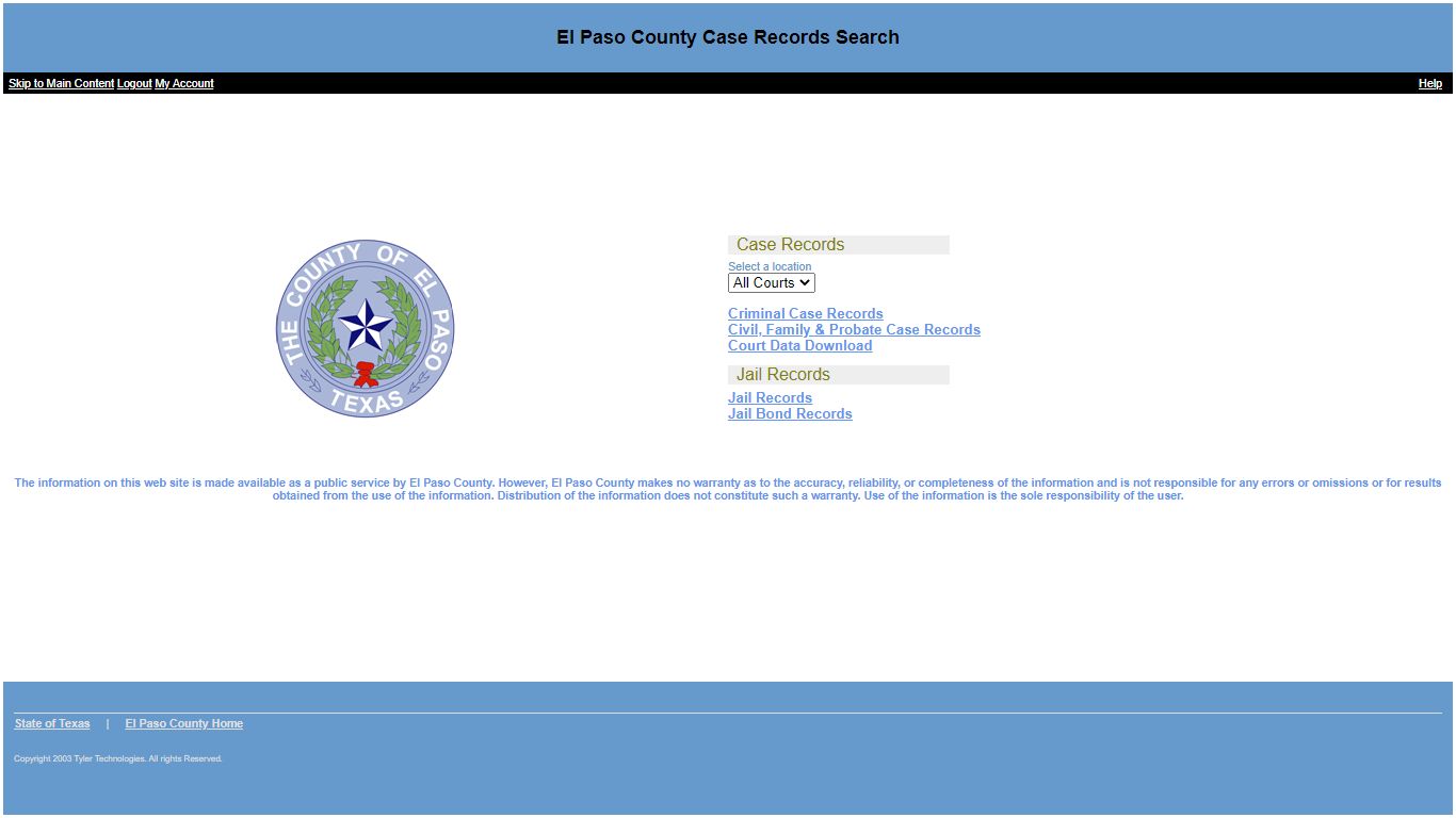 Case Search El Paso portal interface
