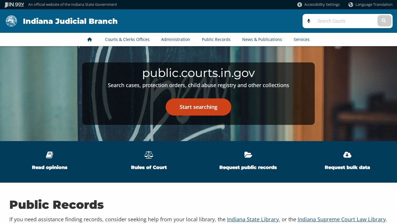 Indiana Public Court Records Access Portal