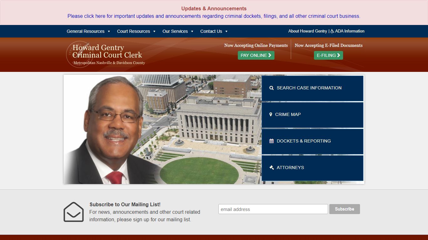 Criminal Court Clerk of Metropolitan Nashville and Davidson County