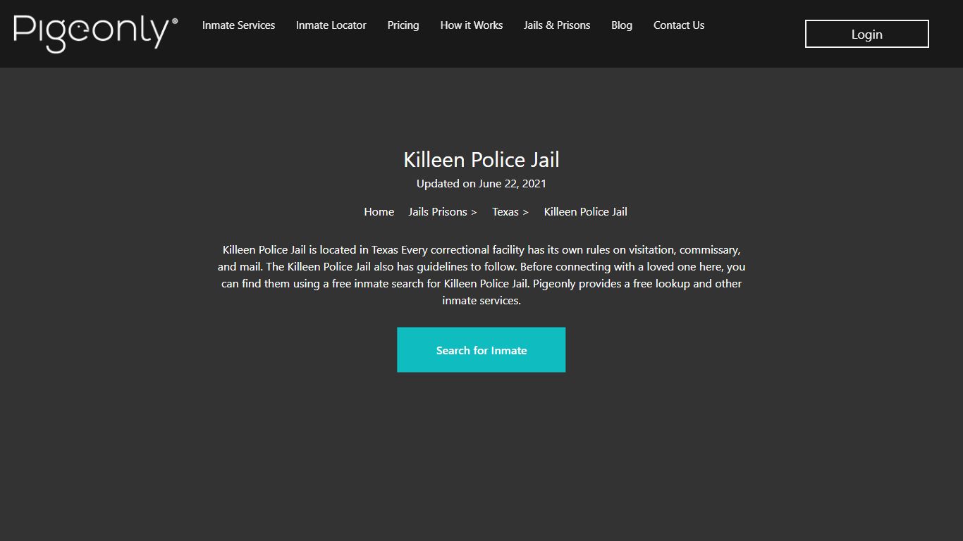 Killeen Police Jail Exterior and Booking Area