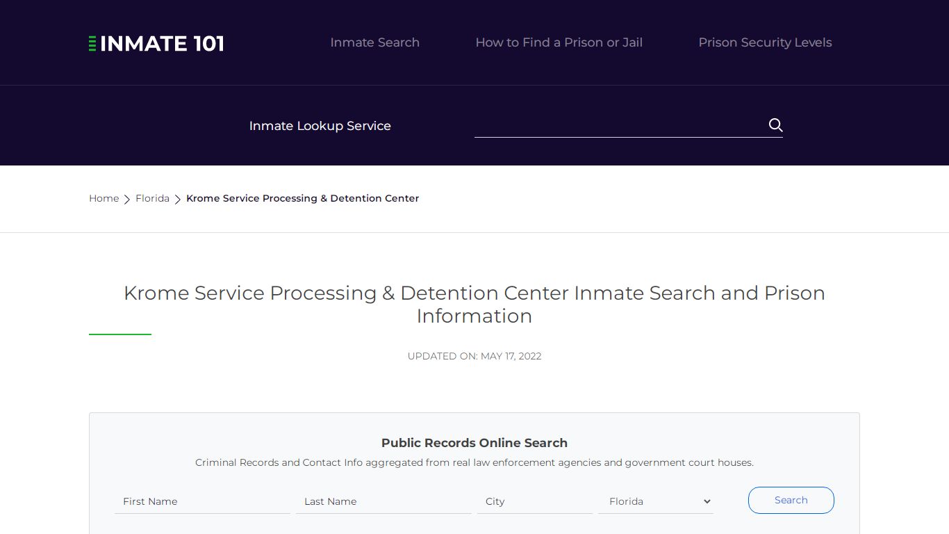 Krome Service Processing & Detention Center Inmate Search