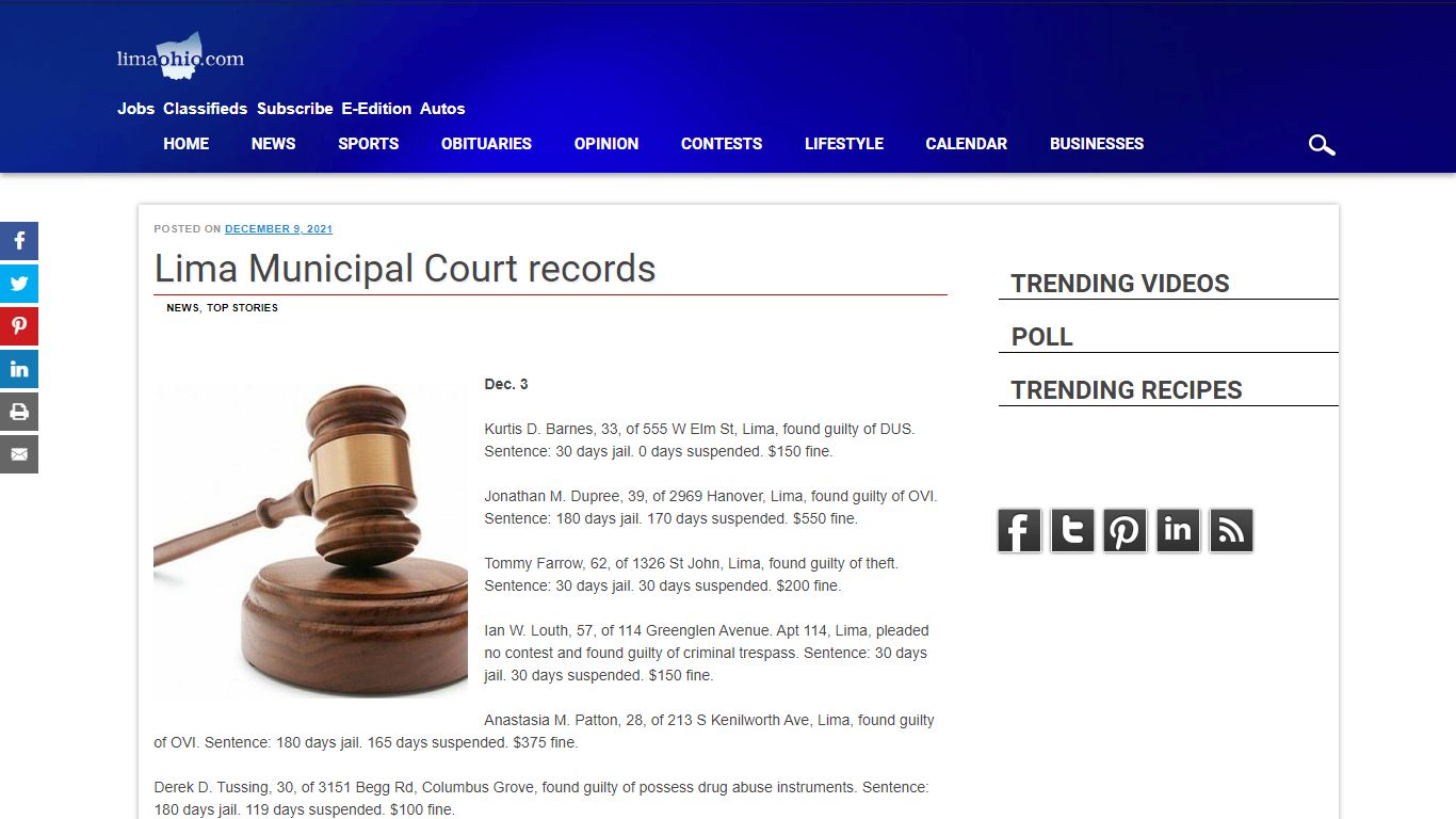 Kurtis D. Barnes DUI conviction record from The Lima News