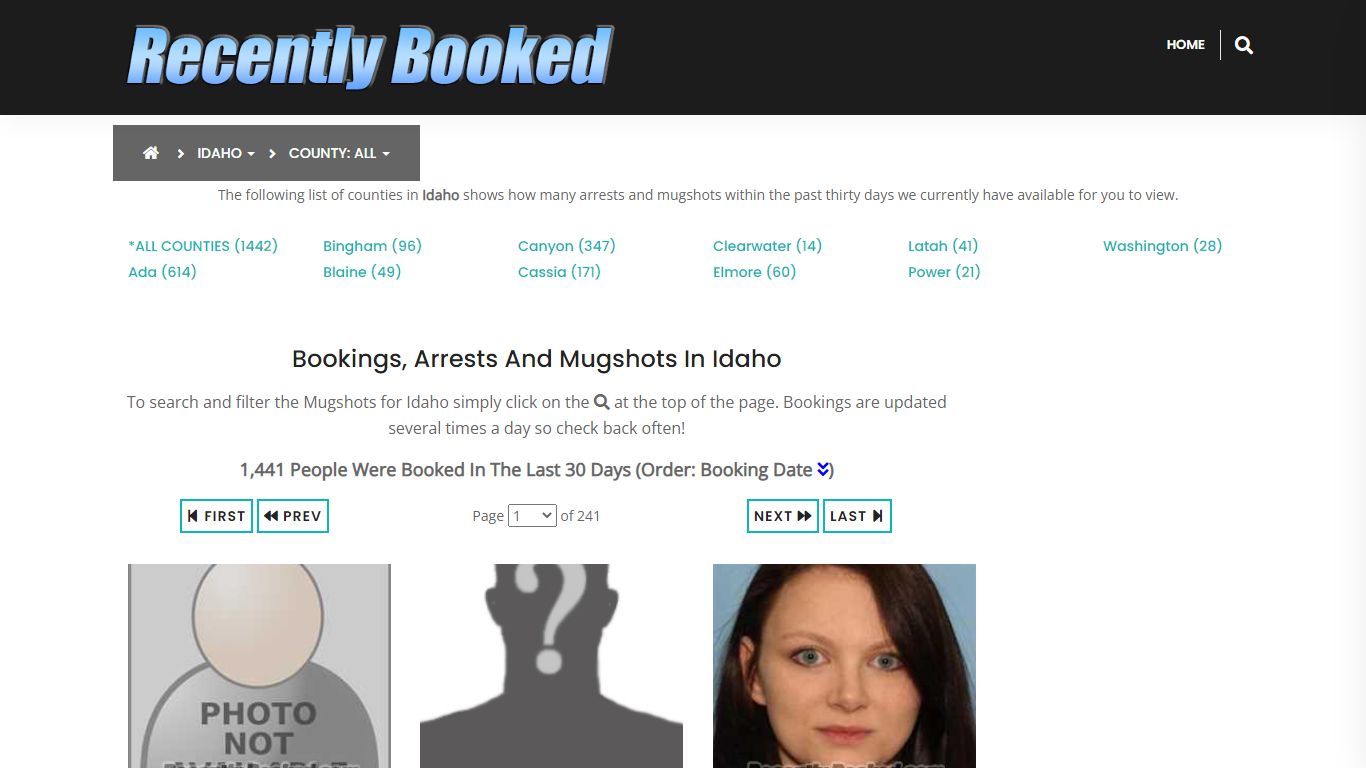Recent bookings, Arrests, Mugshots in Idaho - Recently Booked
