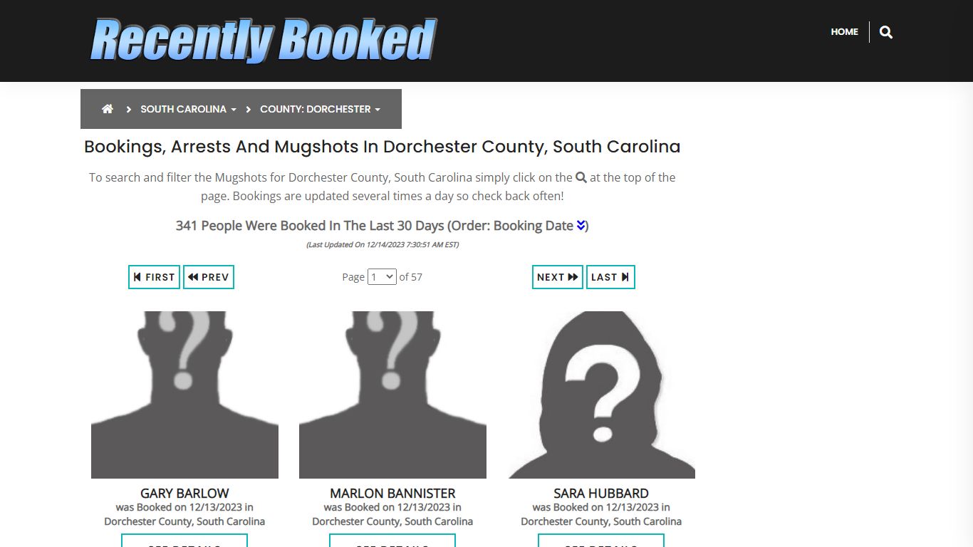 Bookings, Arrests and Mugshots in Dorchester County, South Carolina