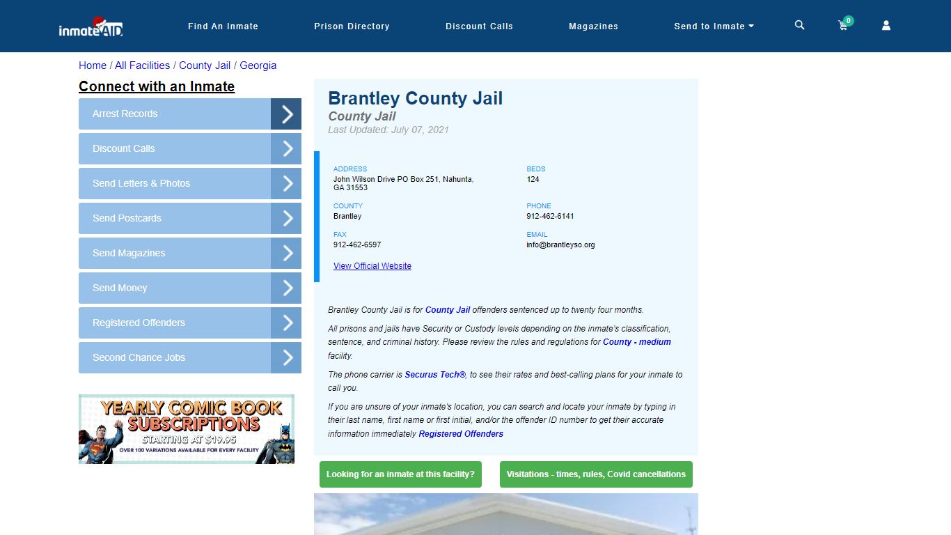 Brantley County Jail Exterior and Signage