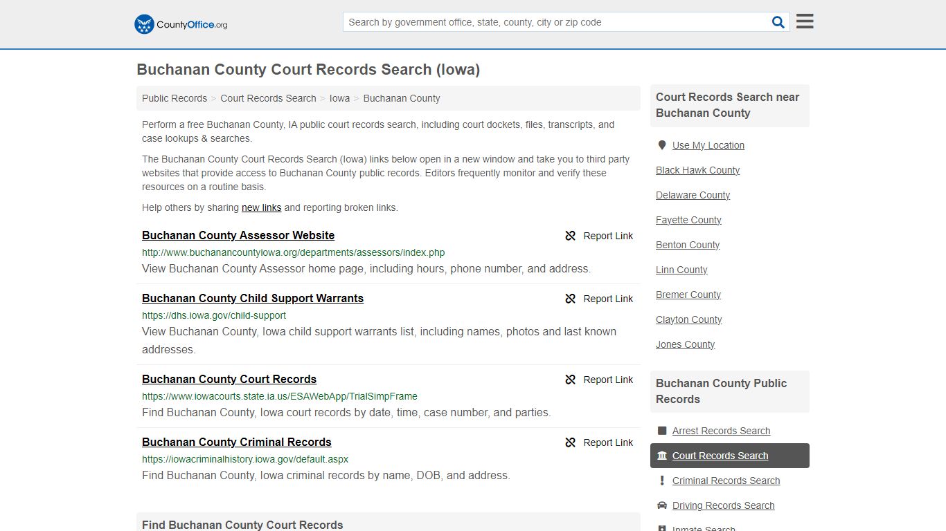 Buchanan County Court Records Search Iowa County Office