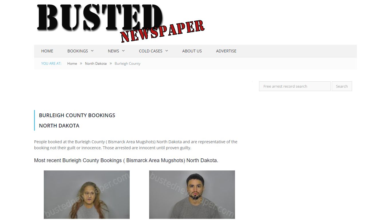 Burleigh County, ND (Bismarck Area) Mugshots - Busted Newspaper Archive