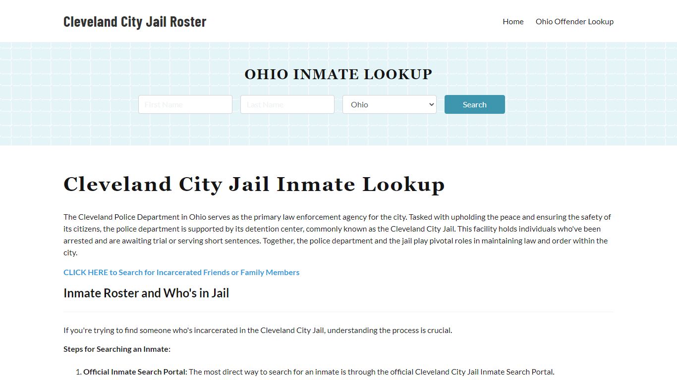 Cleveland Police Department & City Jail Inmate Roster