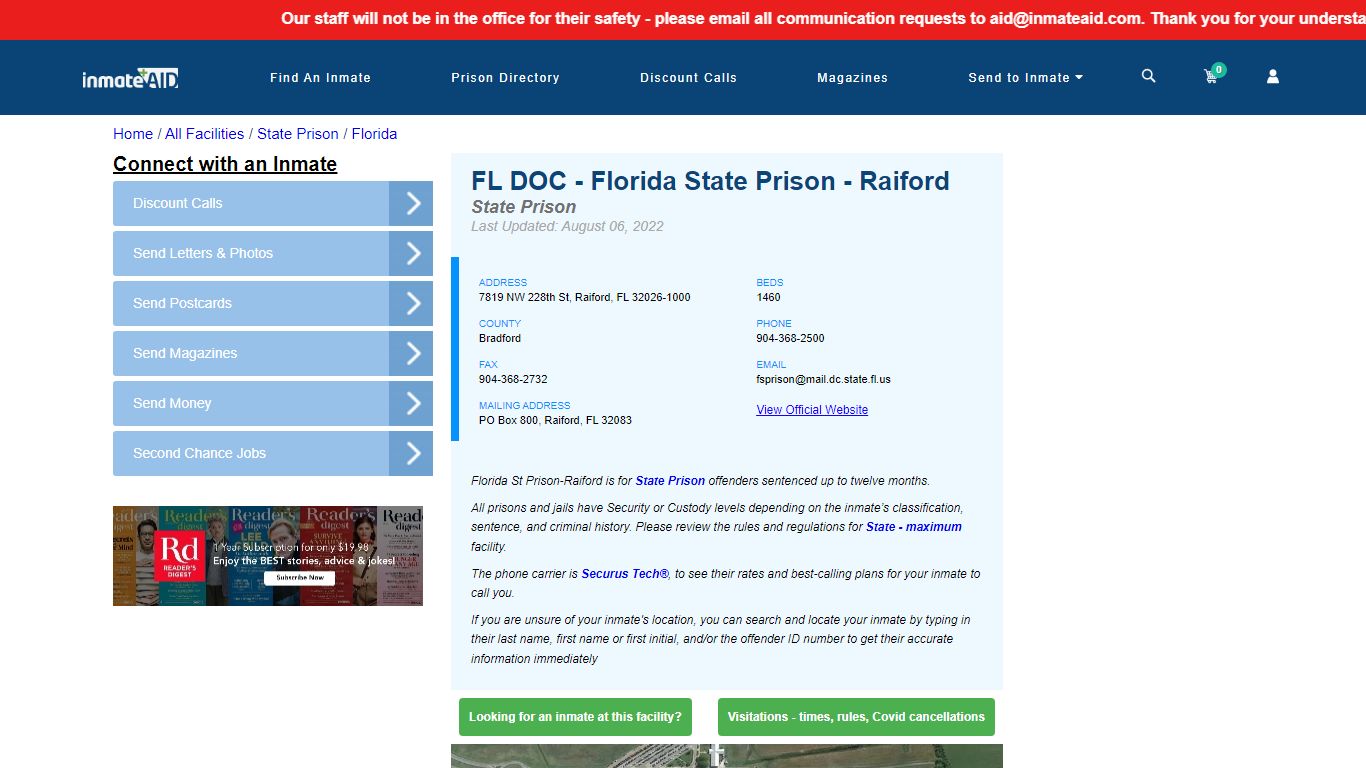 FL DOC Inmate Locator for Raiford Prisons