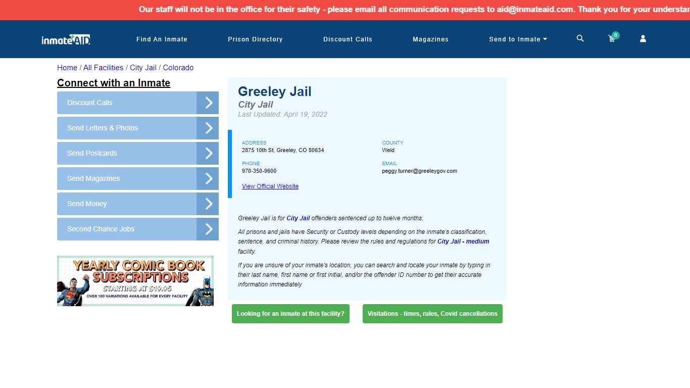Greeley Jail Inmate Locator Tool