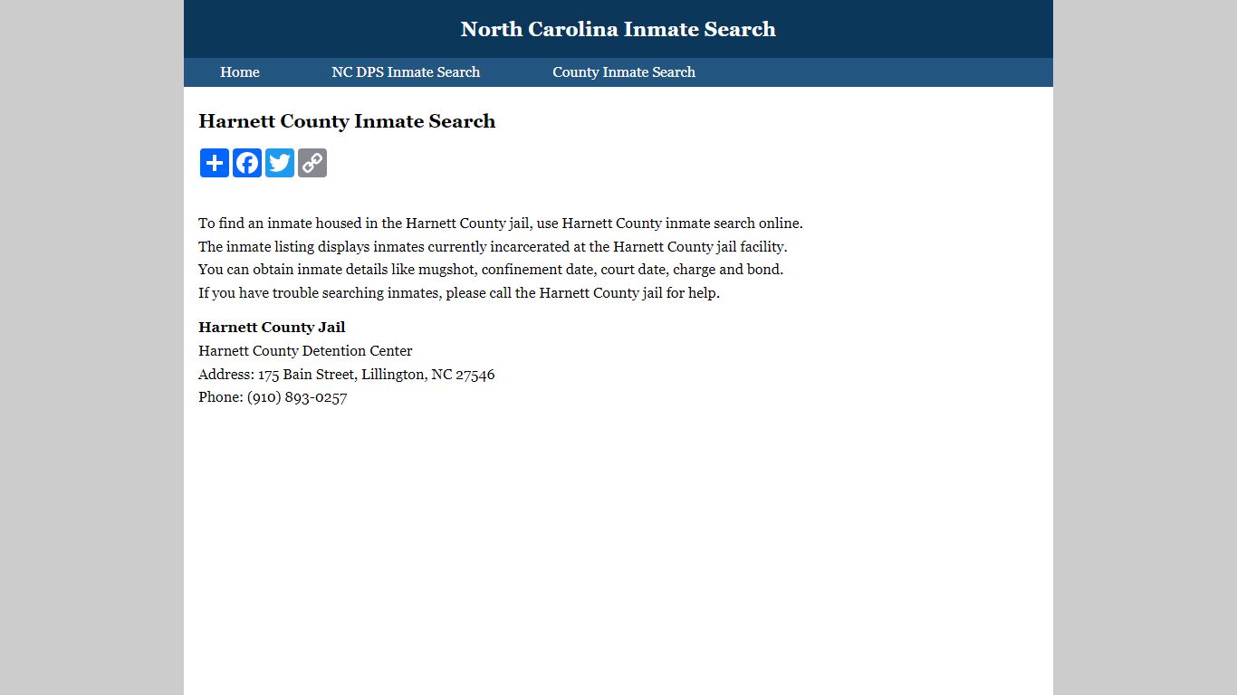 Harnett County Inmate Search Portal