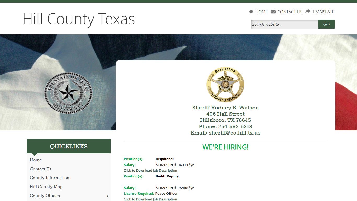 Hill County, Texas Sheriff's Office
