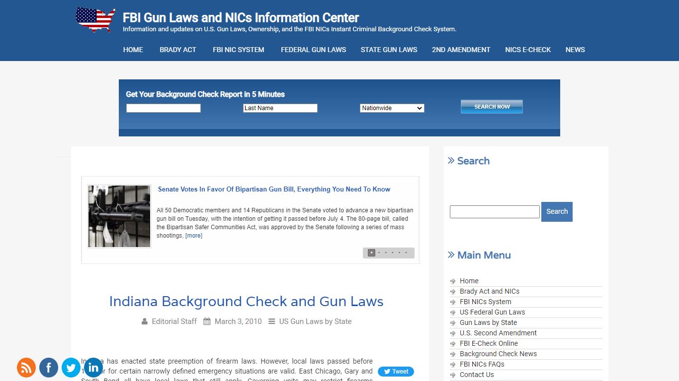 Indiana Background Check and Gun Laws - FBI Gun Laws and NICs