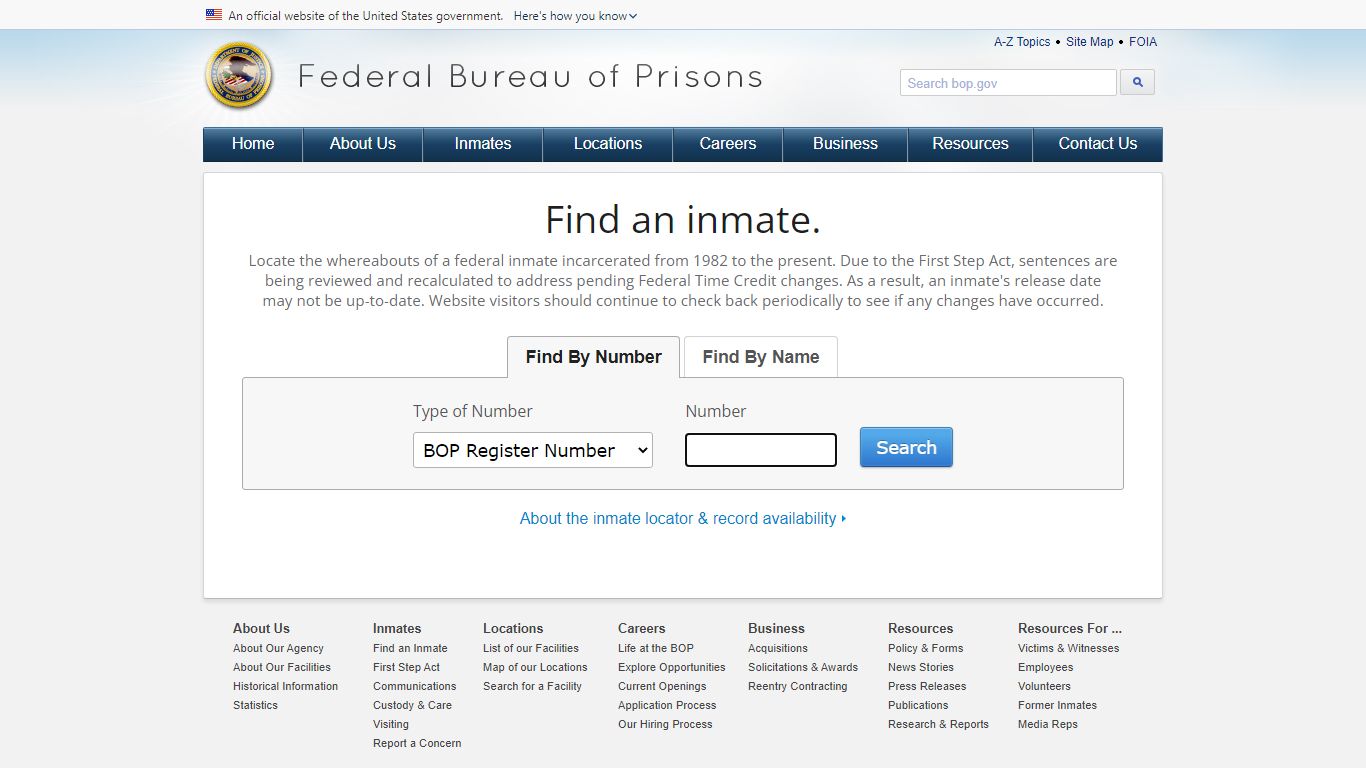 Federal Inmate Locator - BOP Official Search Tool