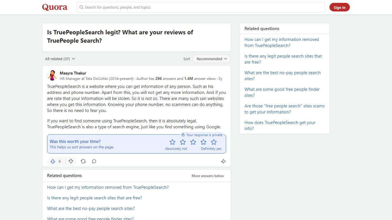 Is TruePeopleSearch legit? What are your reviews of TruePeople Search