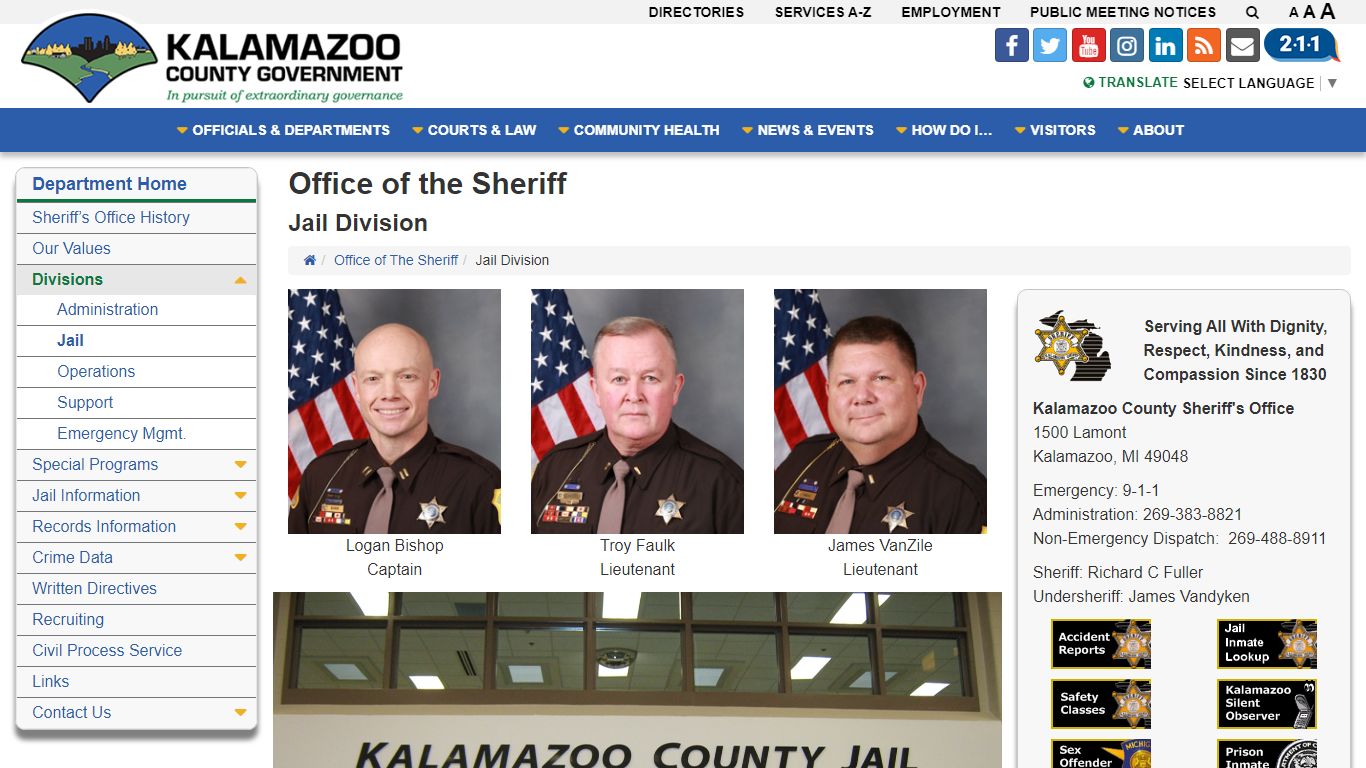 Jail Division - Office of the Sheriff - Kalamazoo Michigan County