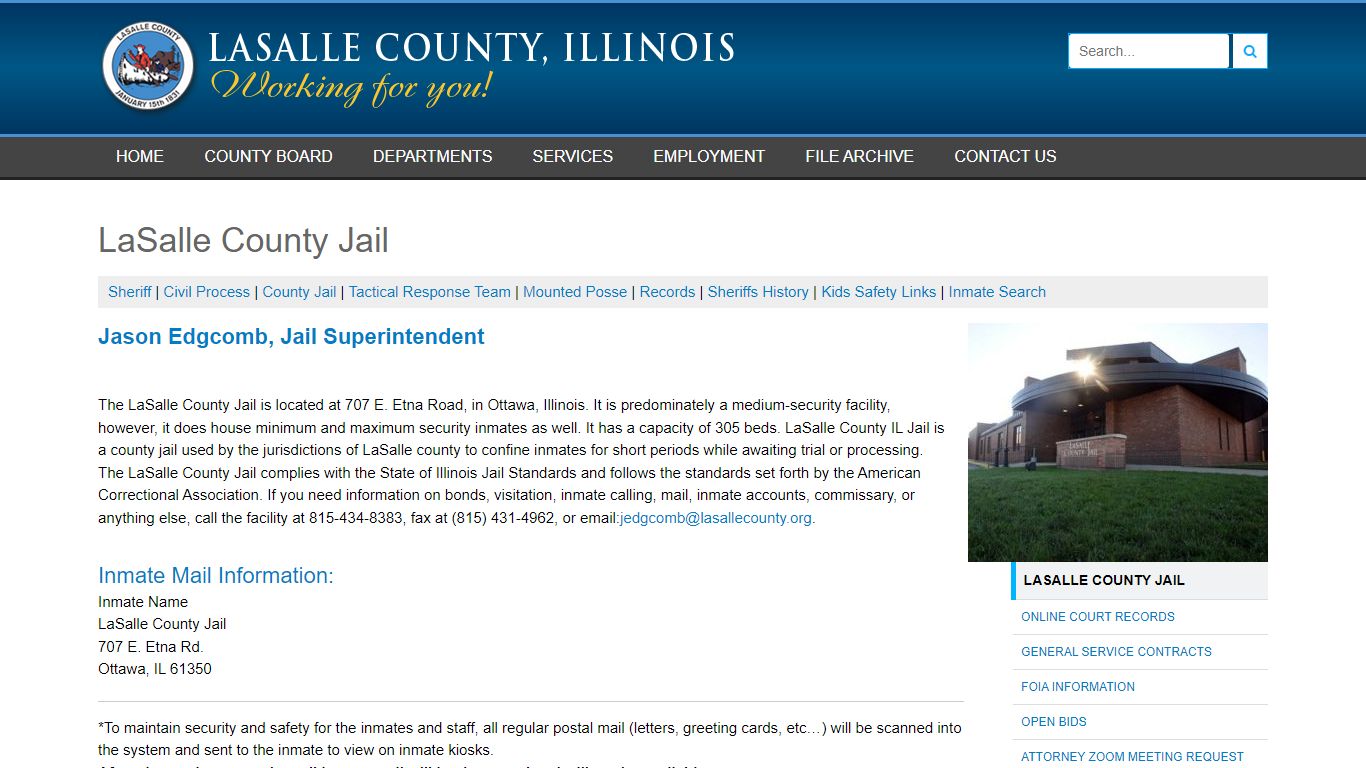LaSalle County Jail facility exterior and entrance