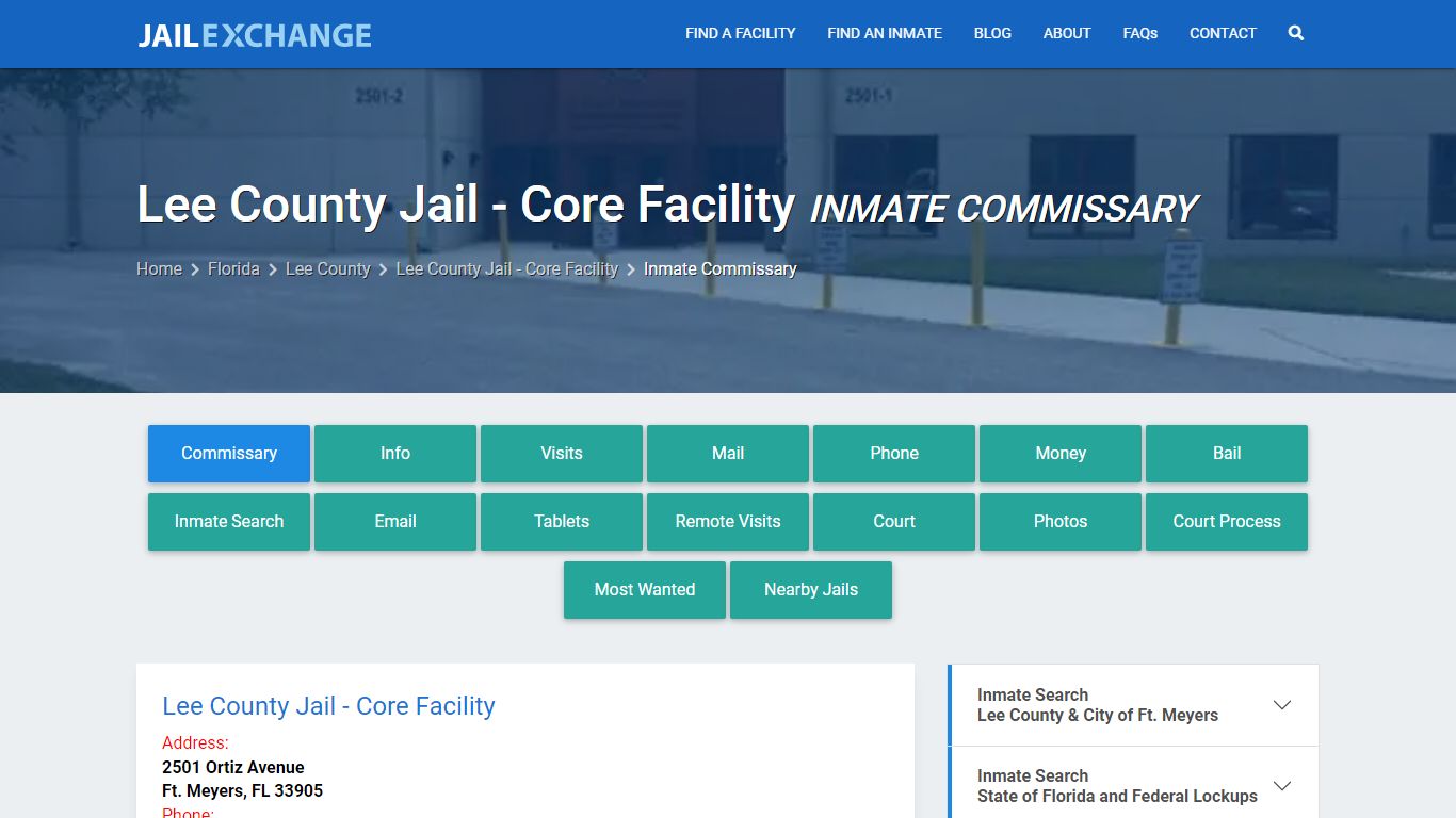 Lee County Jail Core Facility Canteen Approved Items