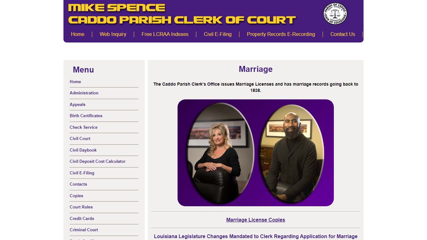 Caddo Parish Clerk of Court Marriage Services