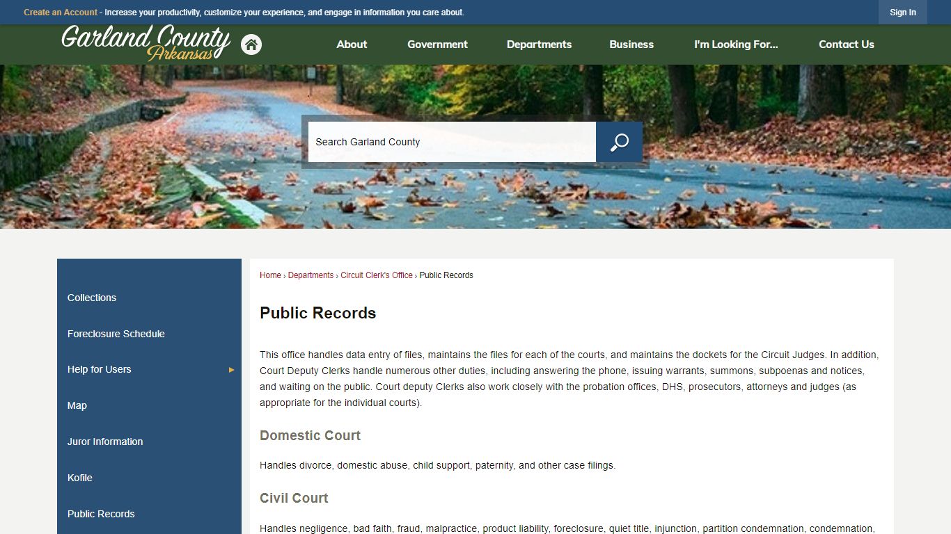 Public Records Office in Garland County, Arkansas