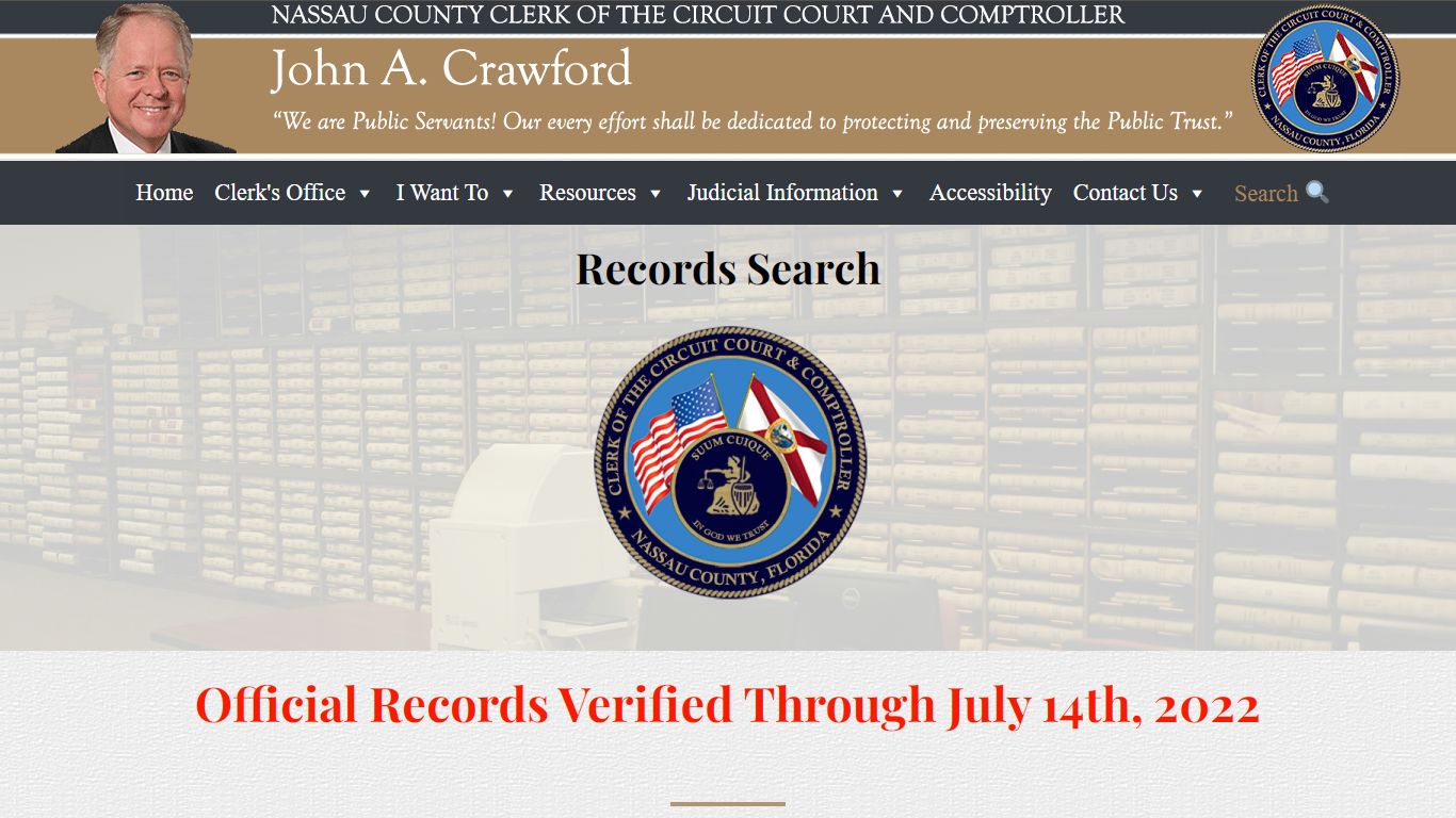 Nassau County Clerk of Courts records search interface showing case lookup options