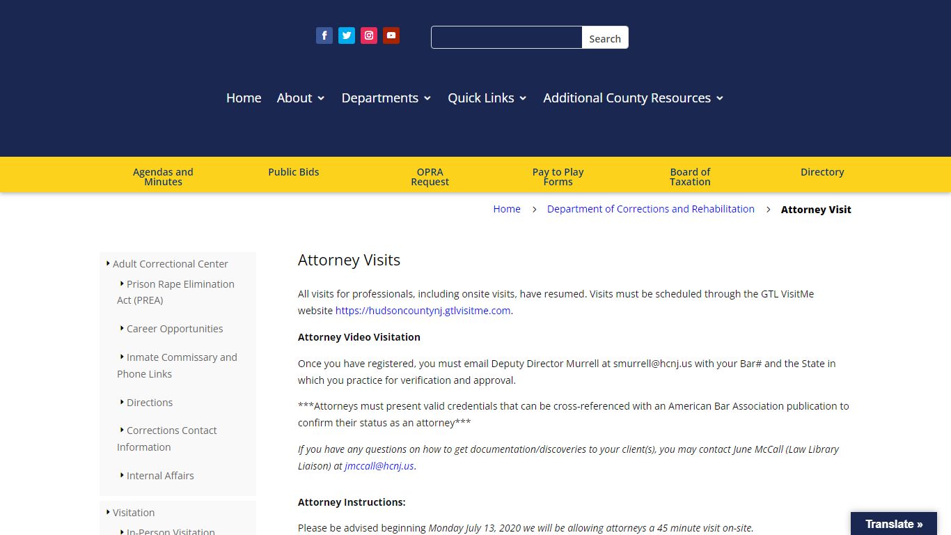 Attorney video visitation setup at Hudson County Jail