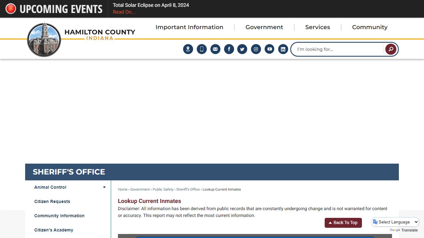 Hamilton County Inmate Lookup tool showing mugshots and inmate details